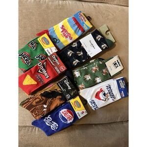 NWT‎ Crazy Cool Funny Food Candy Novelty Crew Cut Socks, Lot Set of 8 Dad Golf